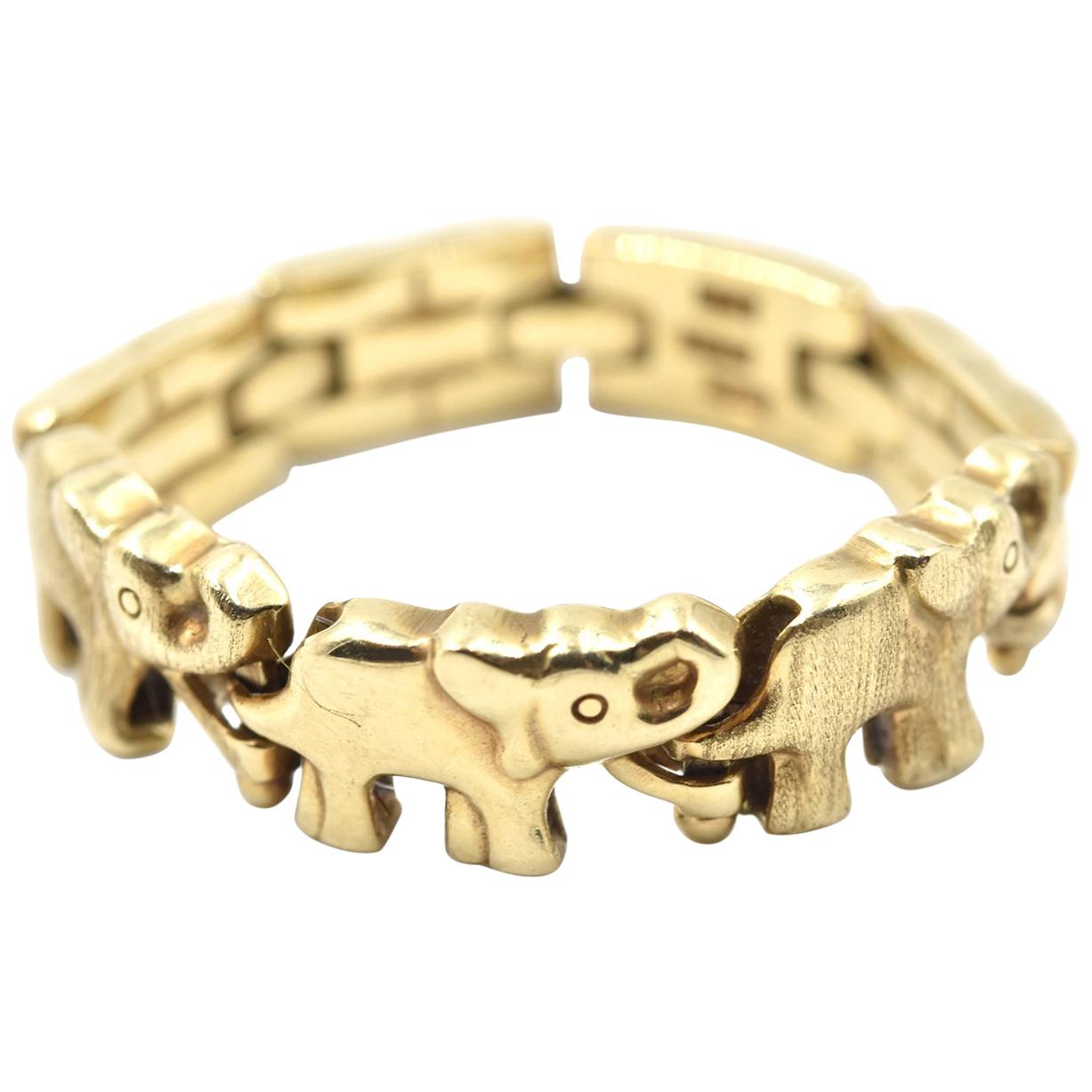 14 Karat Yellow Gold Elephant Flexible Band