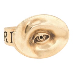 Retro Estate Gabriella Kiss Ring Eye Love Token 10 Karat Yellow Gold Jewelry