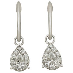 0.70 Carat Diamond and White Gold Drop Earrings