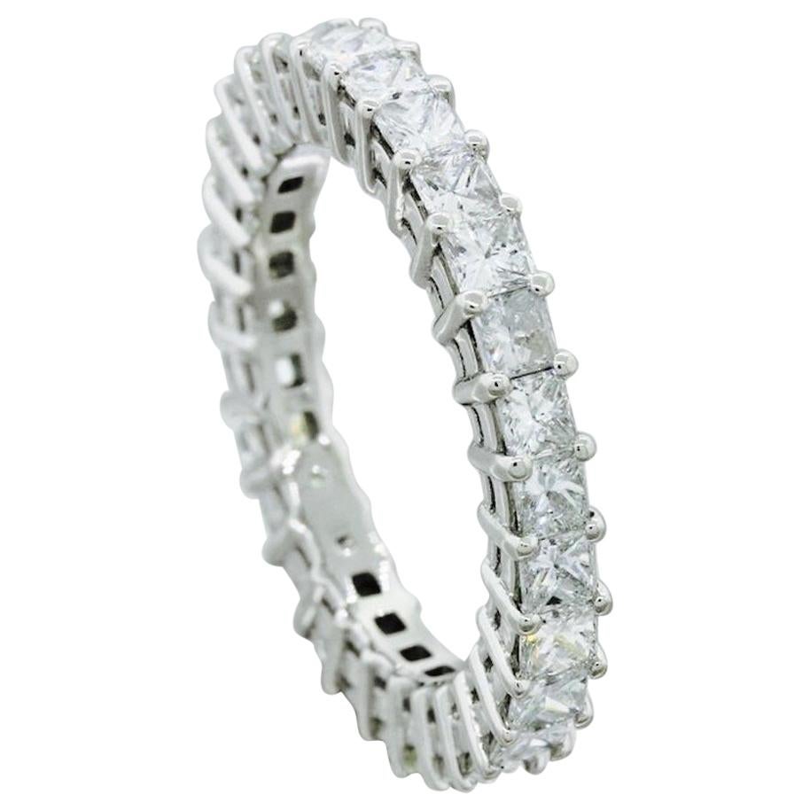 Princess 2.51 Carat VS Diamond Bridal Eternity Band Ring For Sale