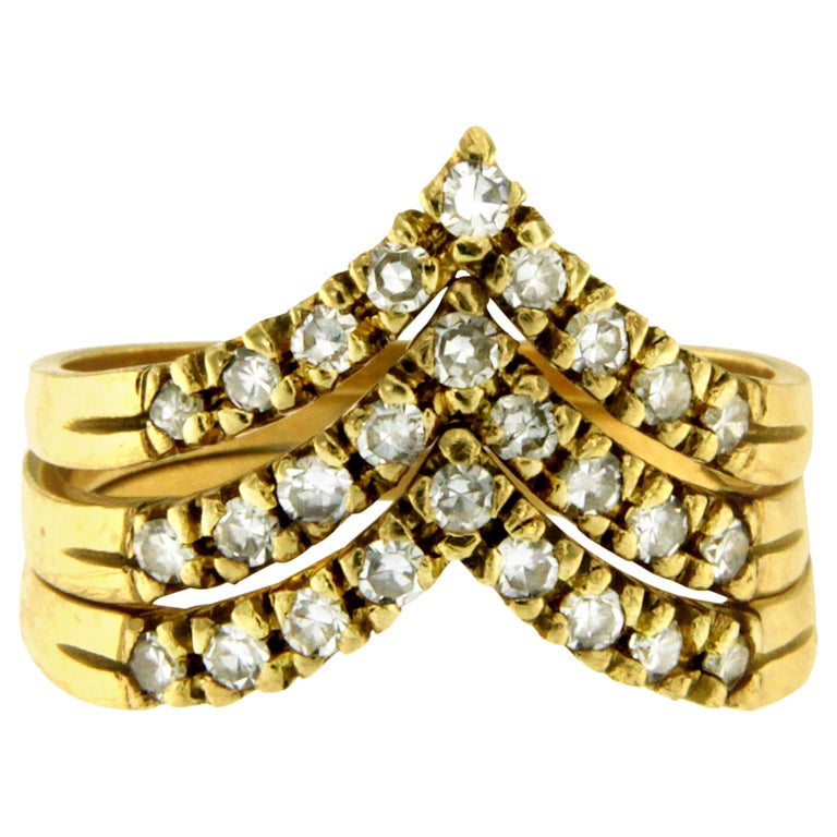 Gold Diamond Stackable Rings For Sale at 1stdibs