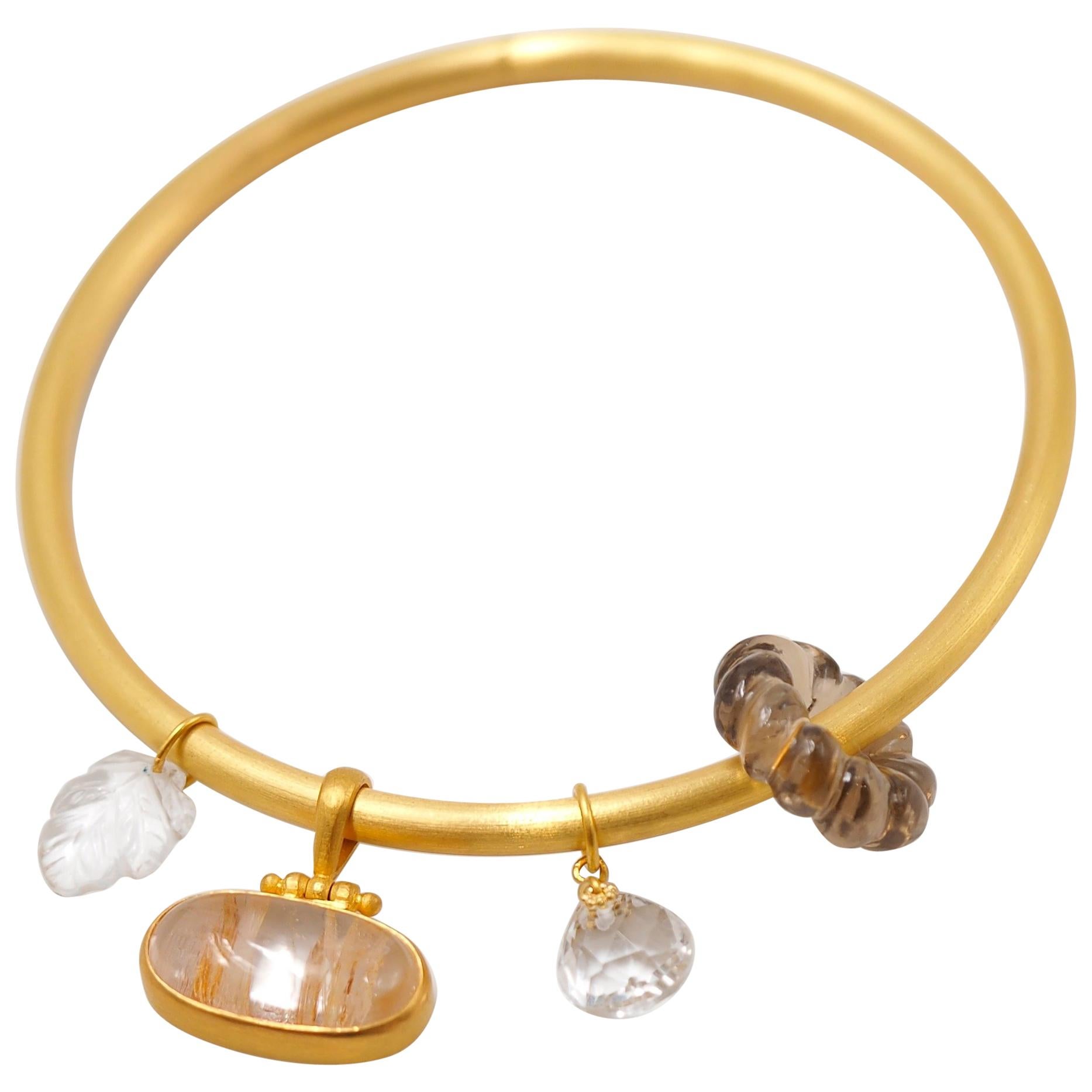 Mat Finish Round Bangle 20 Karat Gold Bracelet