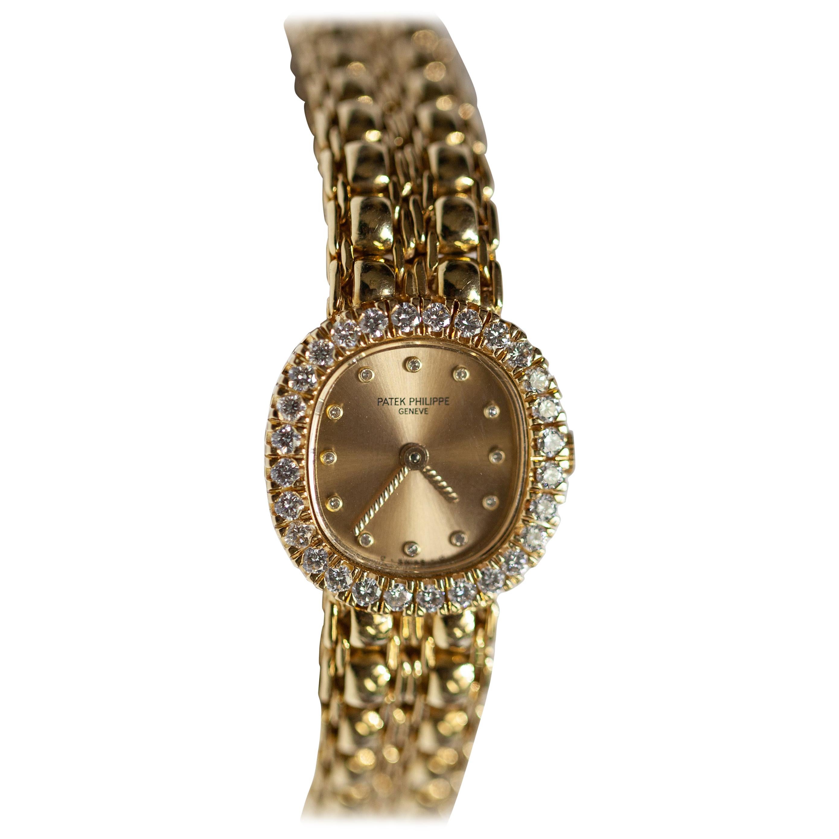 Patek Philippe Vintage 18 Karat Yellow Gold with Diamonds Ladies Watch