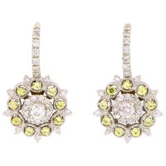 0.42 Carat Yellow Sapphire and Diamond Drop Earrings