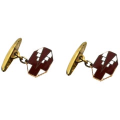 Vintage 1930s Art Deco Gents's Skyscraper Enamel Cufflinks