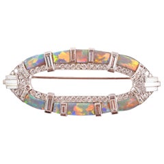 Retro Opal 4.65 Carat Diamond Brooch