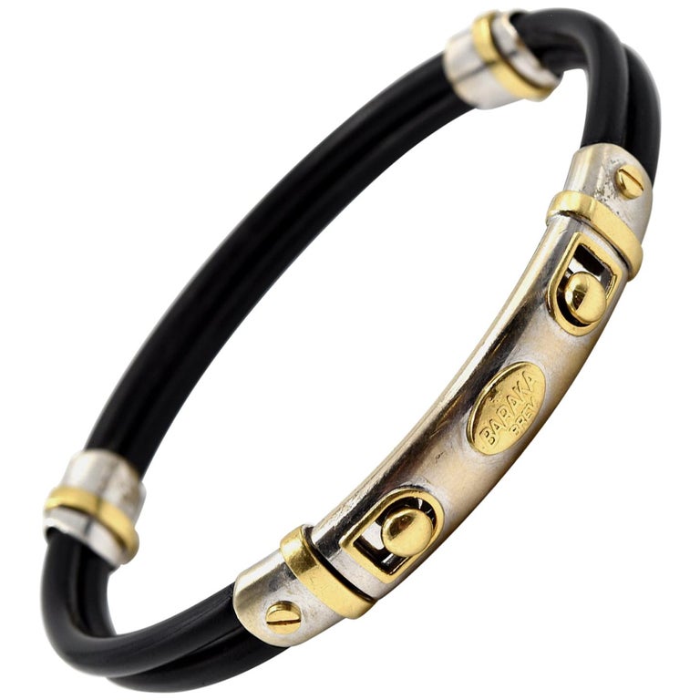 Baraka 18 Karat TwoTone Gold and Rubber Bracelet at 1stDibs rubber