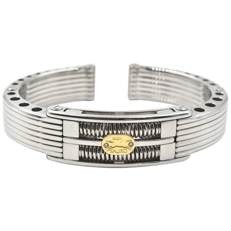 Sauro Stainless Steel Cuff Bracelet at 1stDibs