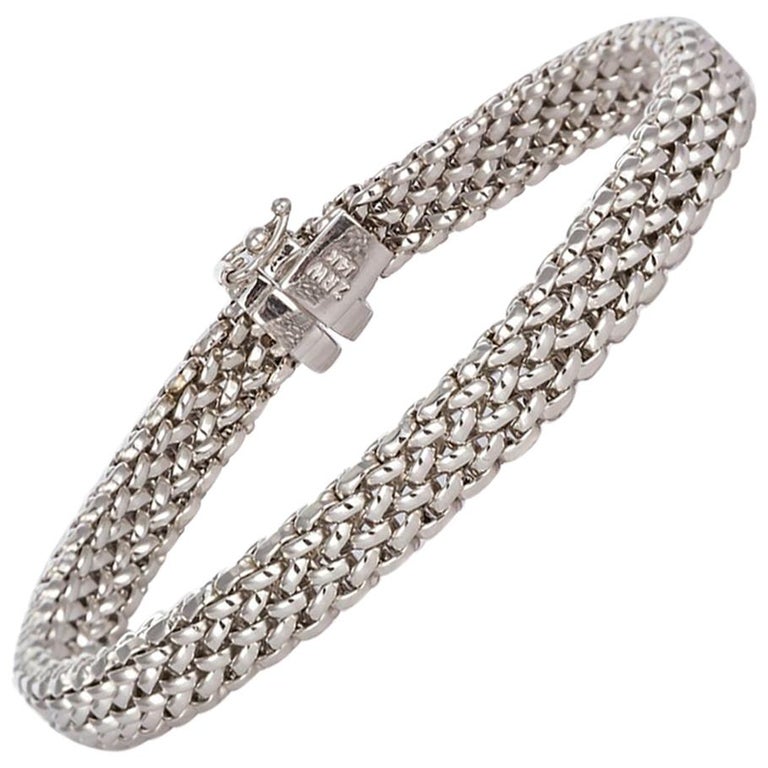 14 Karat White Gold Braided Ladies Bracelet at 1stDibs