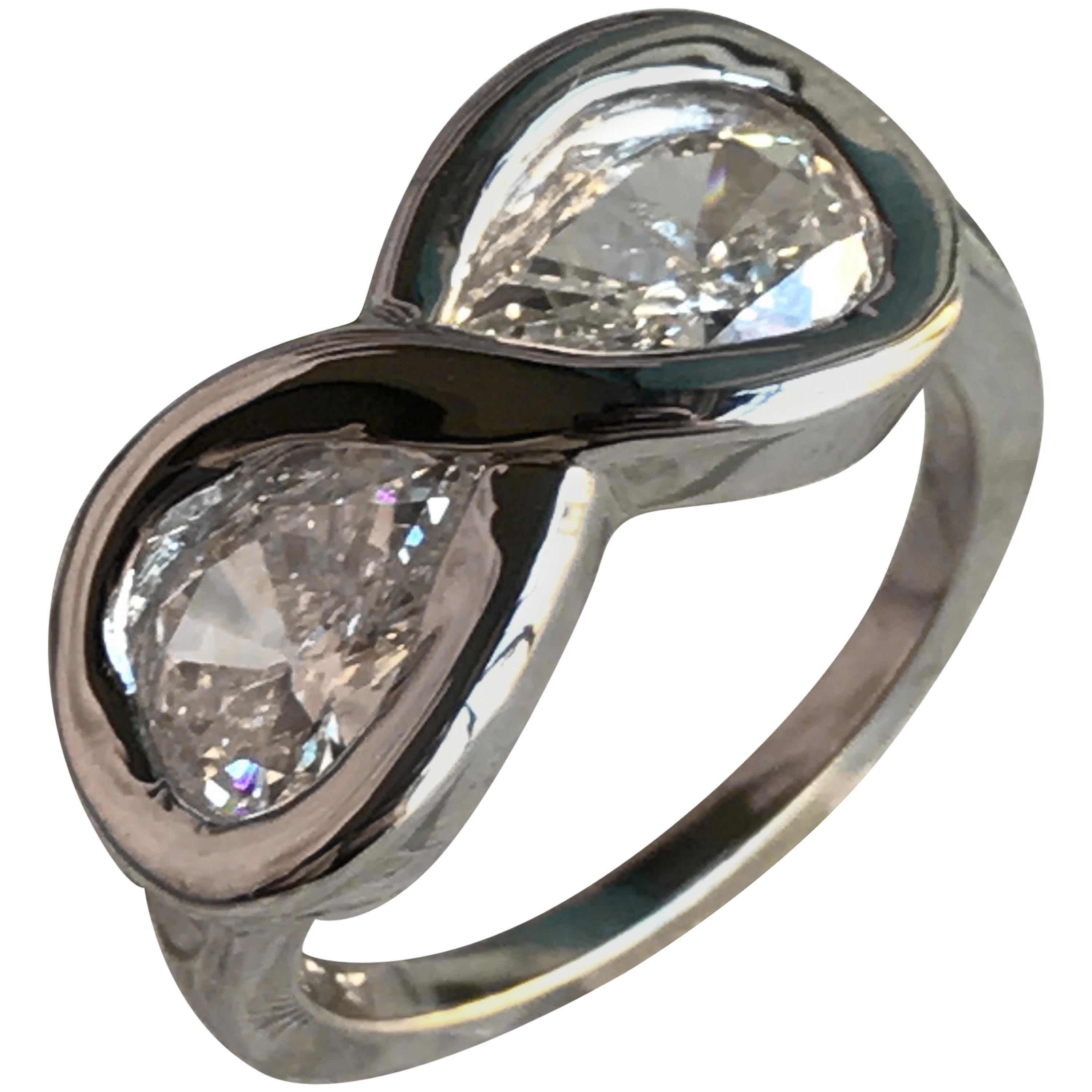 1.5 Carat Approximate Pear Shape Diamond Infinity Ring, Ben Dannie For Sale