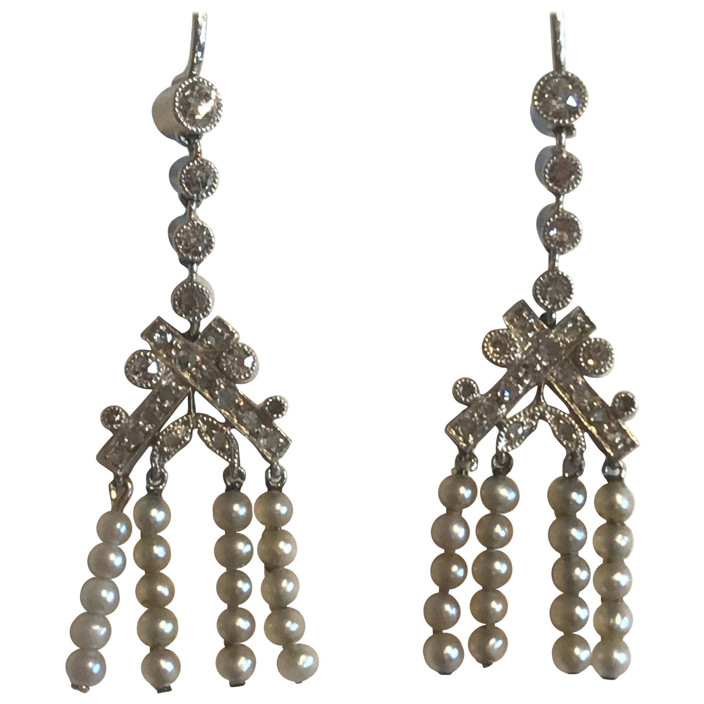 Platinum and Diamond Edwardian Earrings im Angebot