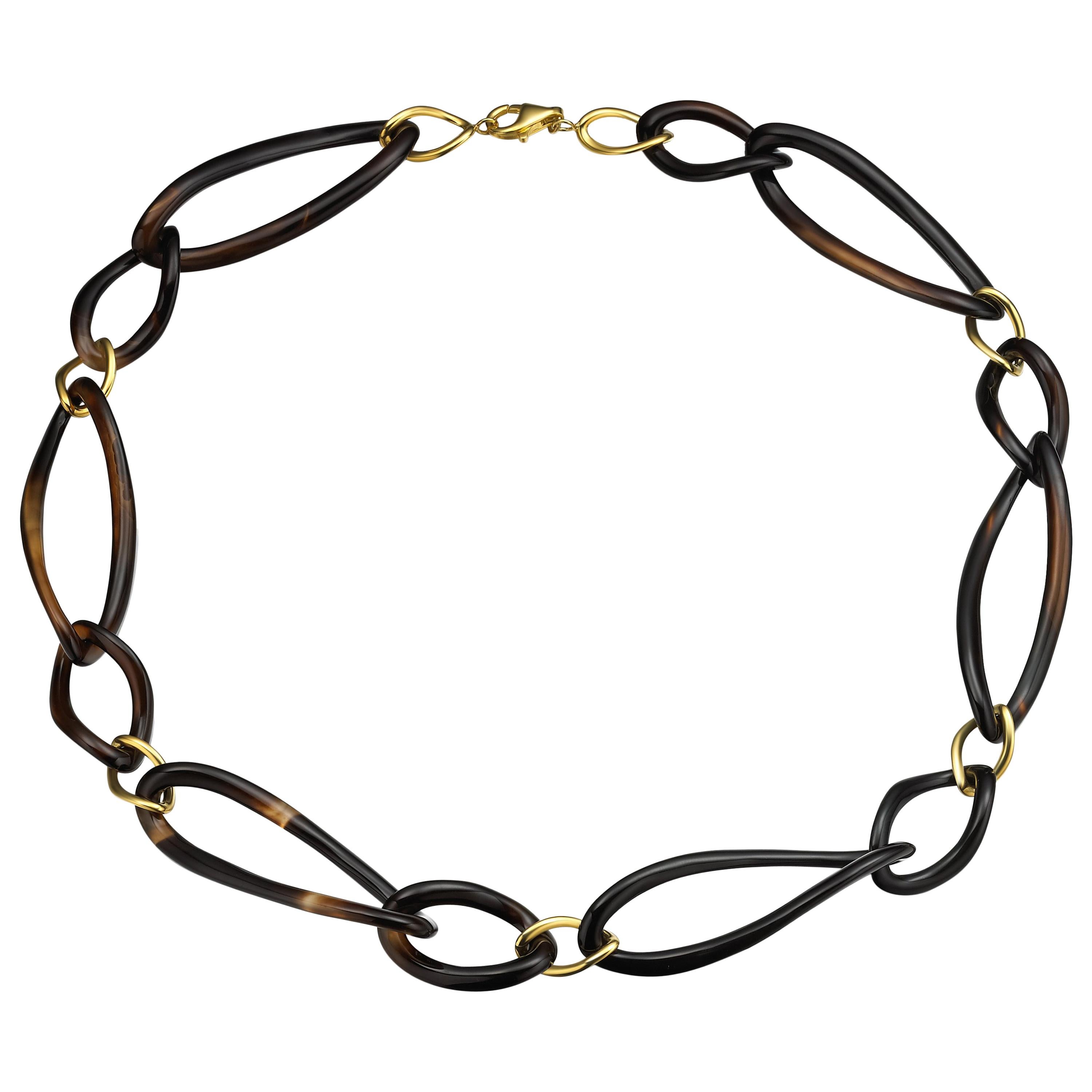 Fei Liu Onyx Yellow Gold Plated Sterling Silver Necklace