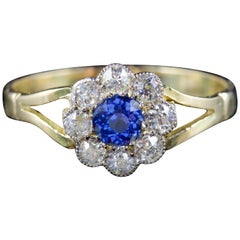 Antique Victorian Sapphire Diamond Ring 18 Carat Gold, circa 1900