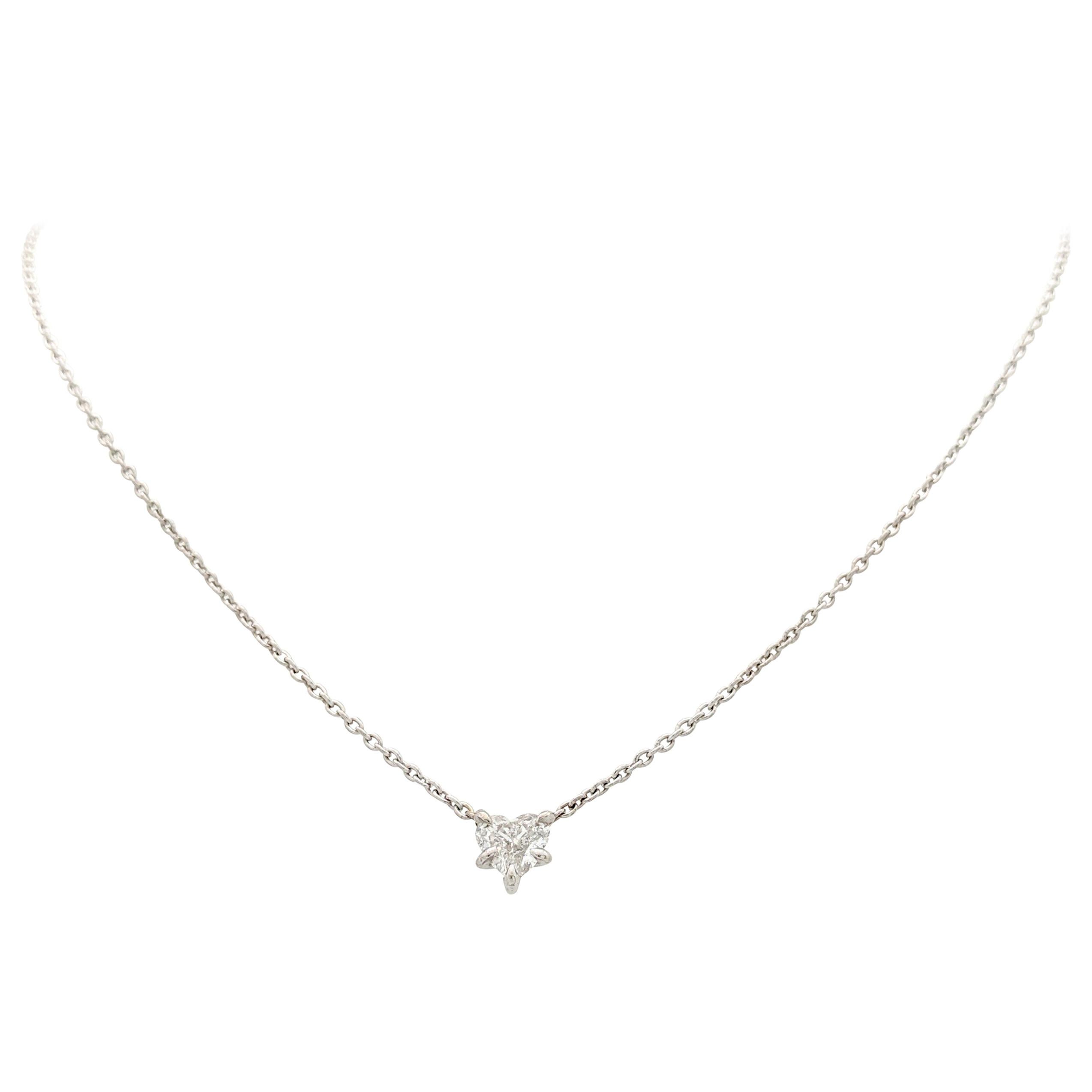 .63 Carat Heart Shaped Diamond Pendant Necklace SI1/H For Sale