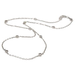 14 Karat White Gold Diamonds By-The-Yard Necklace