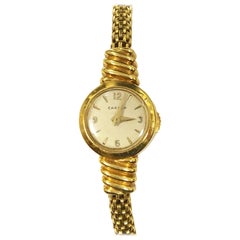 Vintage Cartier Yellow Gold EWC Ladies Mechanical Back Wind Bracelet Watch