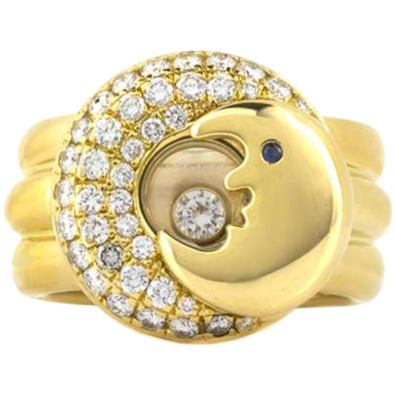 Chopard Happy Diamonds Floating Moon Ring with Sapphire Eye