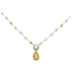 Natural Yellow and White Diamond Necklace