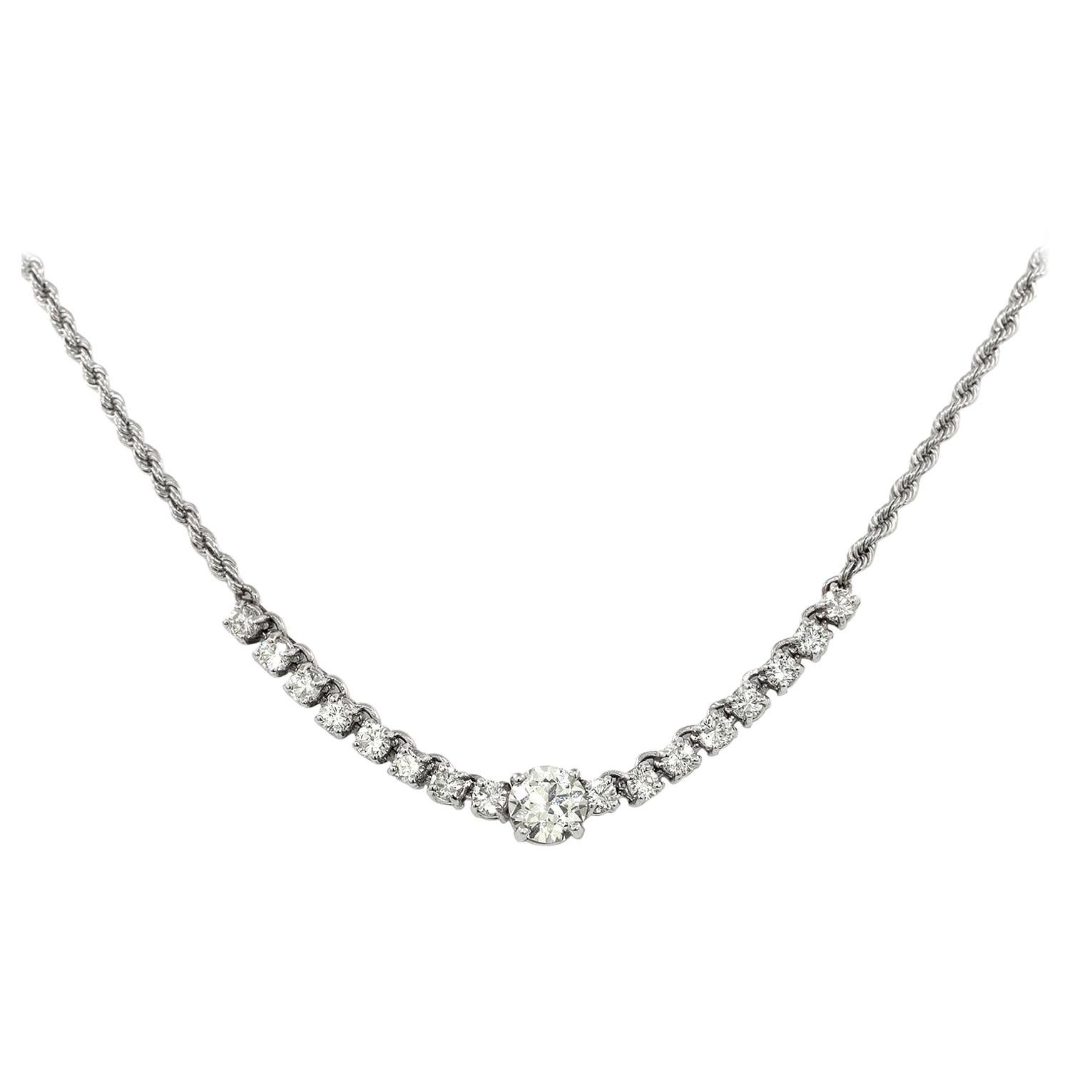 18 Karat Vintage Diamond Necklace For Sale