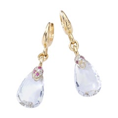 Pomellato Rock Crystal Diamond Ruby on Yellow Gold Earrings