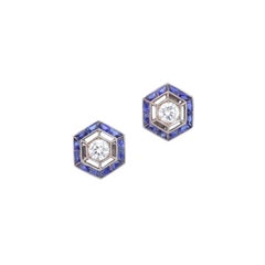 Vintage Diamond and Sapphire Stud Earrings