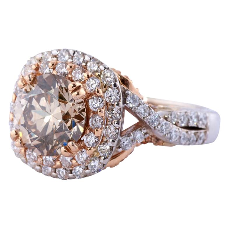 Champagne Diamond Engagement Ring For Sale
