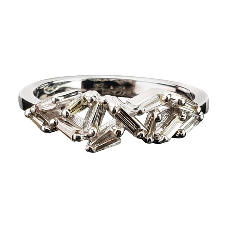 Diamond and White Gold Stackable Ring For Sale