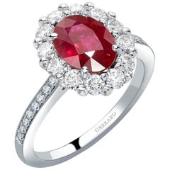 Garrard '1735' Platinum GIA Oval Ruby Diamond Cluster Engagement Cocktail Ring