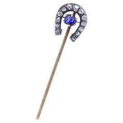 Antique Sapphire Diamond Horseshoe Pin