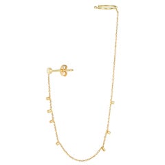 Sweet Pea 18k Yellow Gold Single Stud Earring With Gold Dust Chain And Ear Cuff
