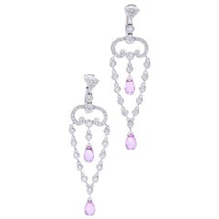 Adler Diamond and Pink Sapphire on White Gold Earrings