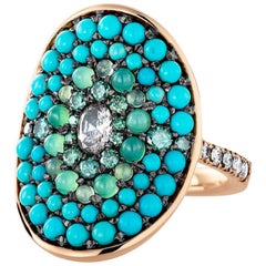 Joke Quick Turquoise, Chrysophrase & 0, 61 carat Diamond ring