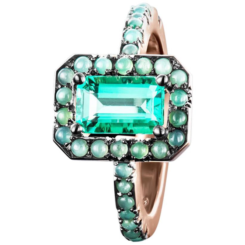 Joke Quick 18K Rose Gold 1, 5 Carat Emerald Entourage Ring