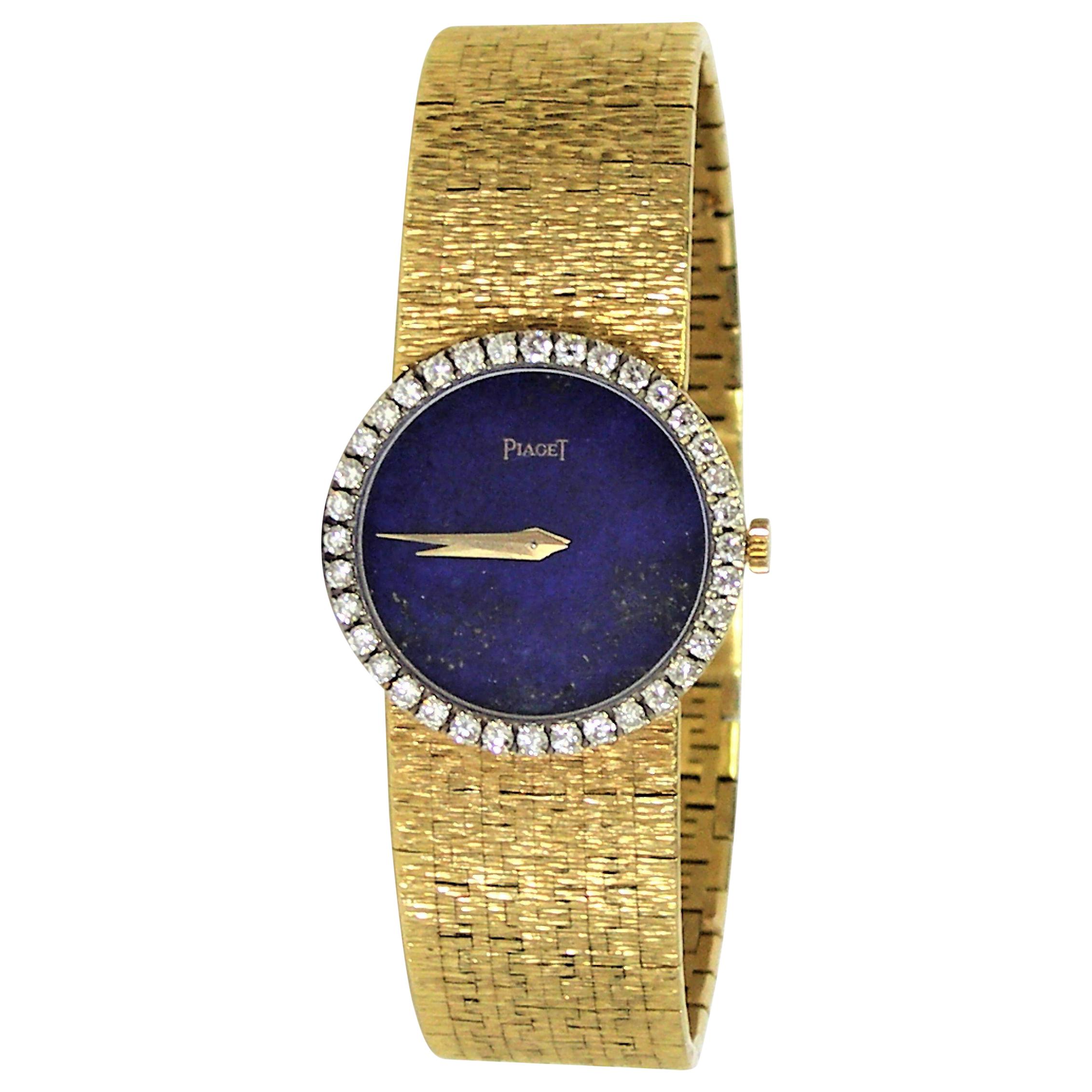 Ladies Piaget Watch with Lapis Dial and Diamond Bezel