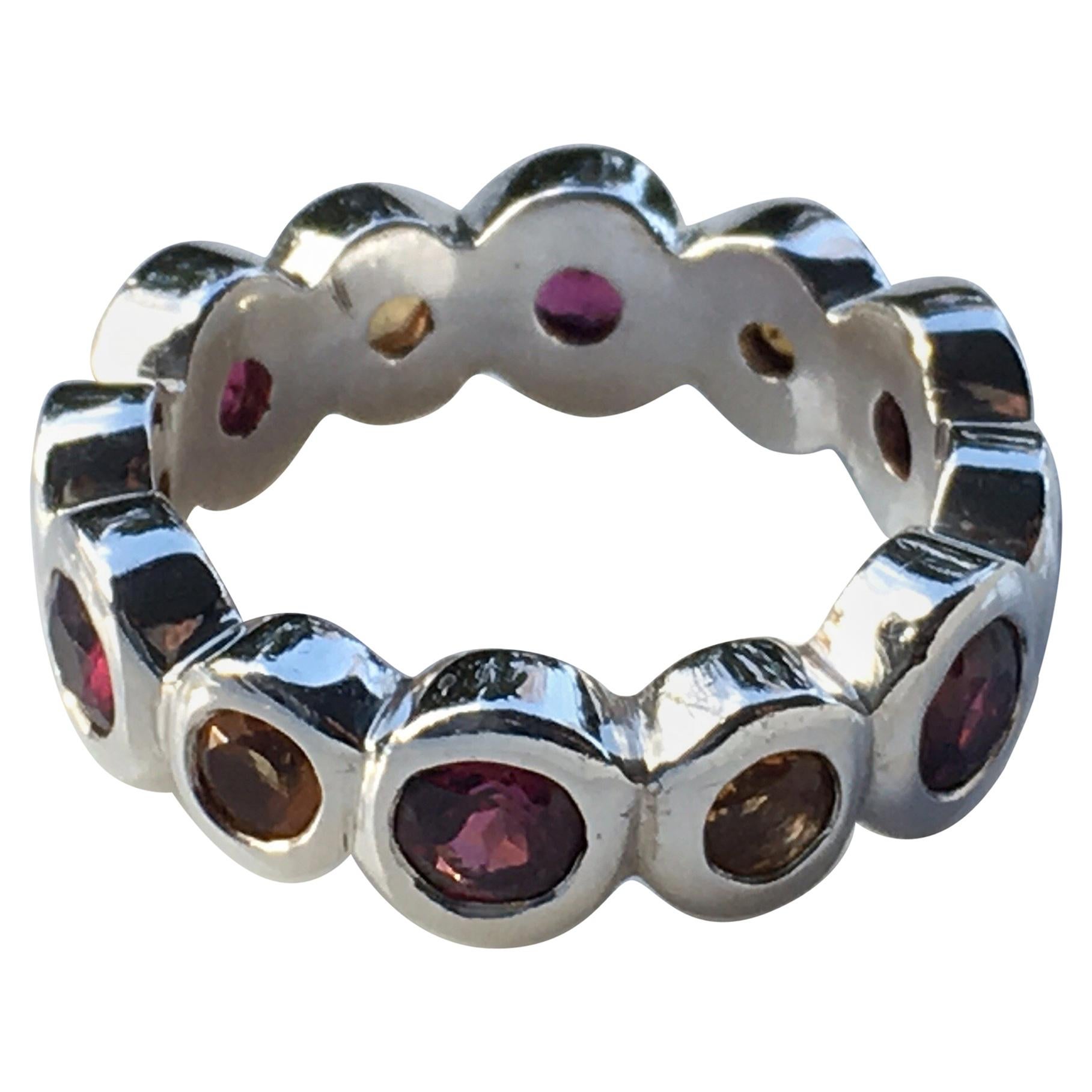 Eternity Band with Garnet and Citrine, This item is on sale for Black Friday  For Sale