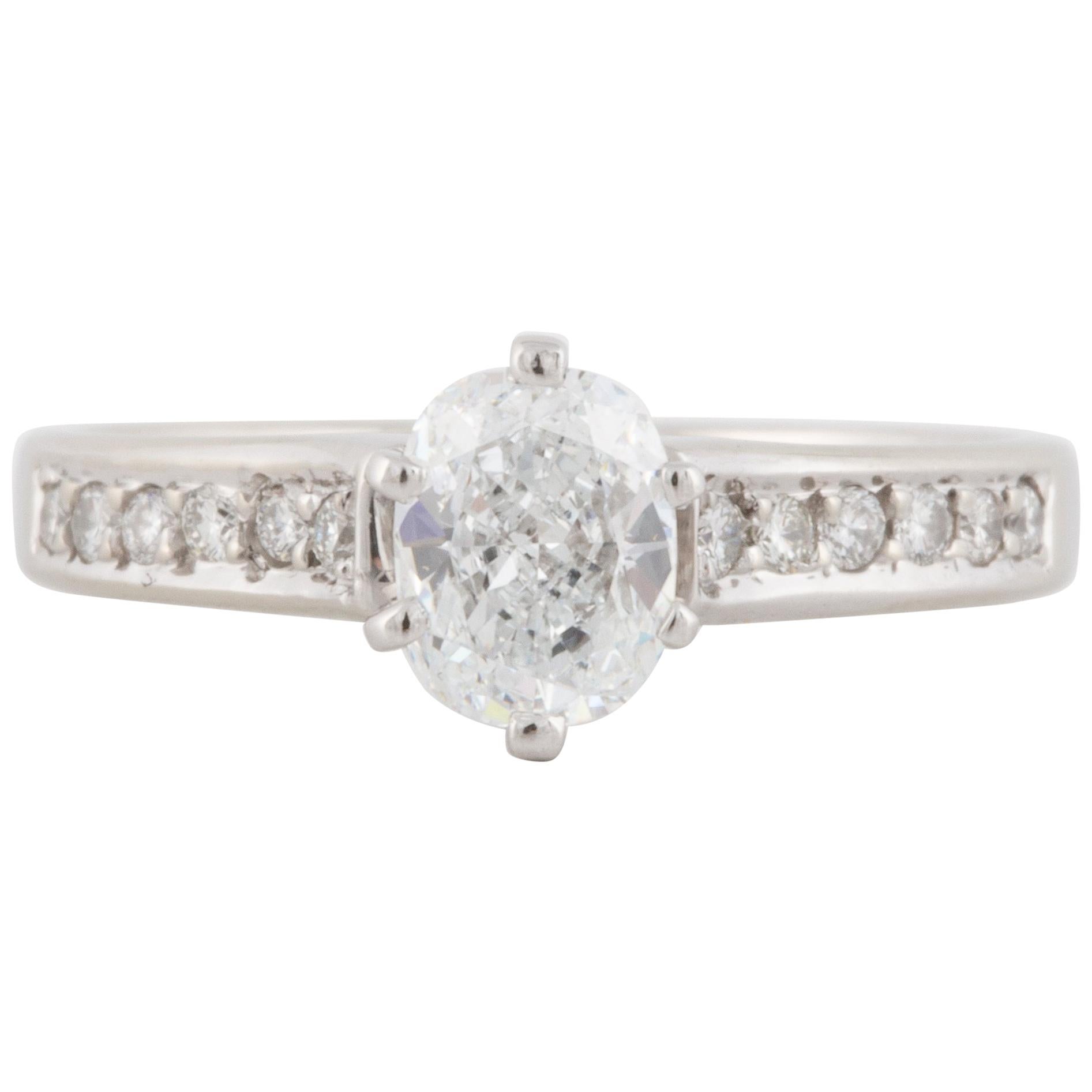 GIA Certified Cushion Cut Diamond Engagement Ring in 18K White Gold
