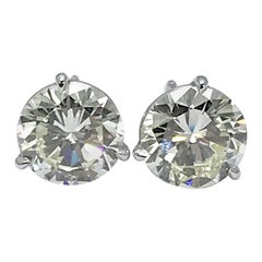 4.51 Carat Total Weight Round Brilliant Diamond Stud Earrings in Platinum