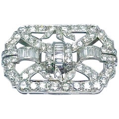 Vintage 4.10 Carat Diamond Art Deco Style Platinum Brooch Pendant