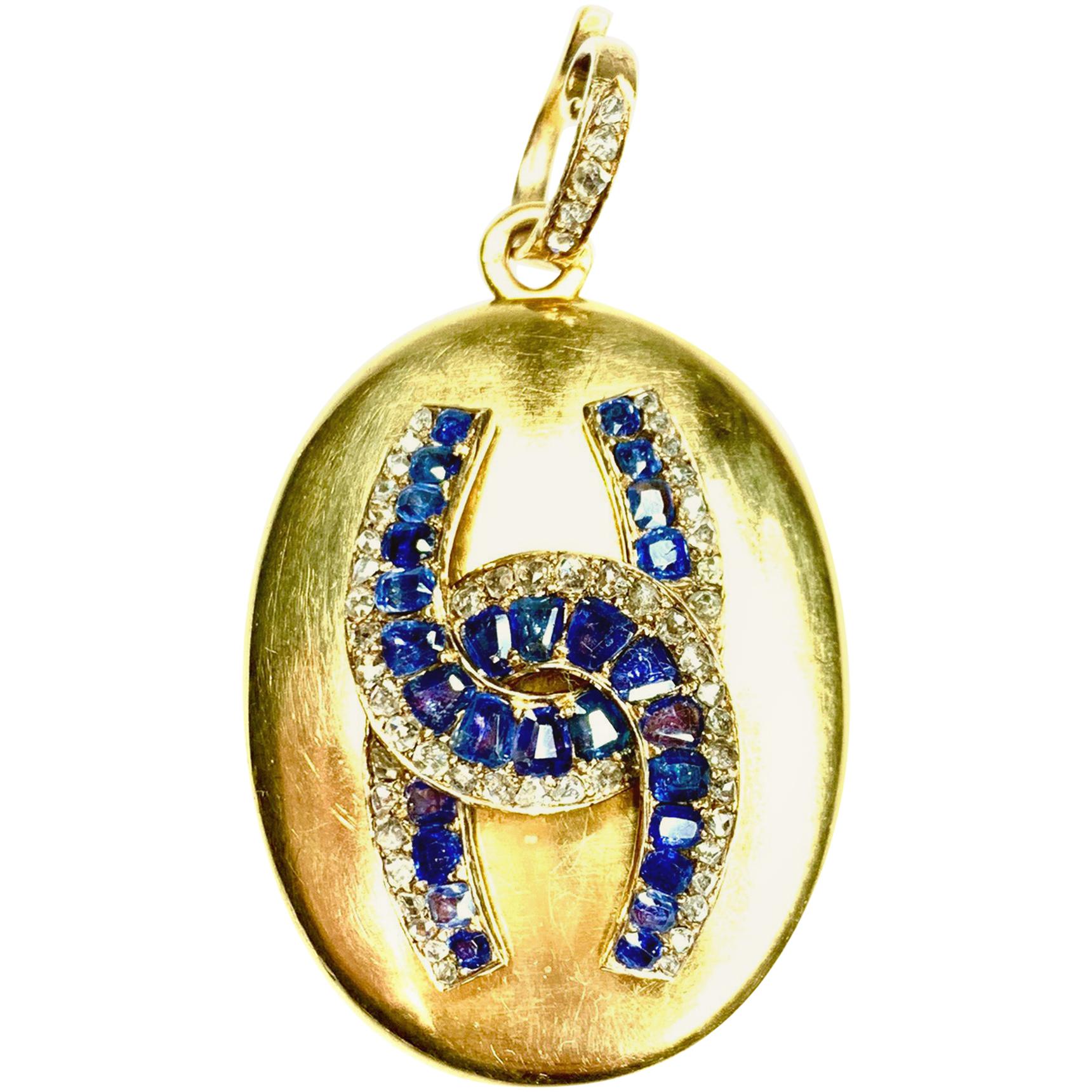 GEMOLITHOS Antique Sapphire and Diamond Locket, 1850s