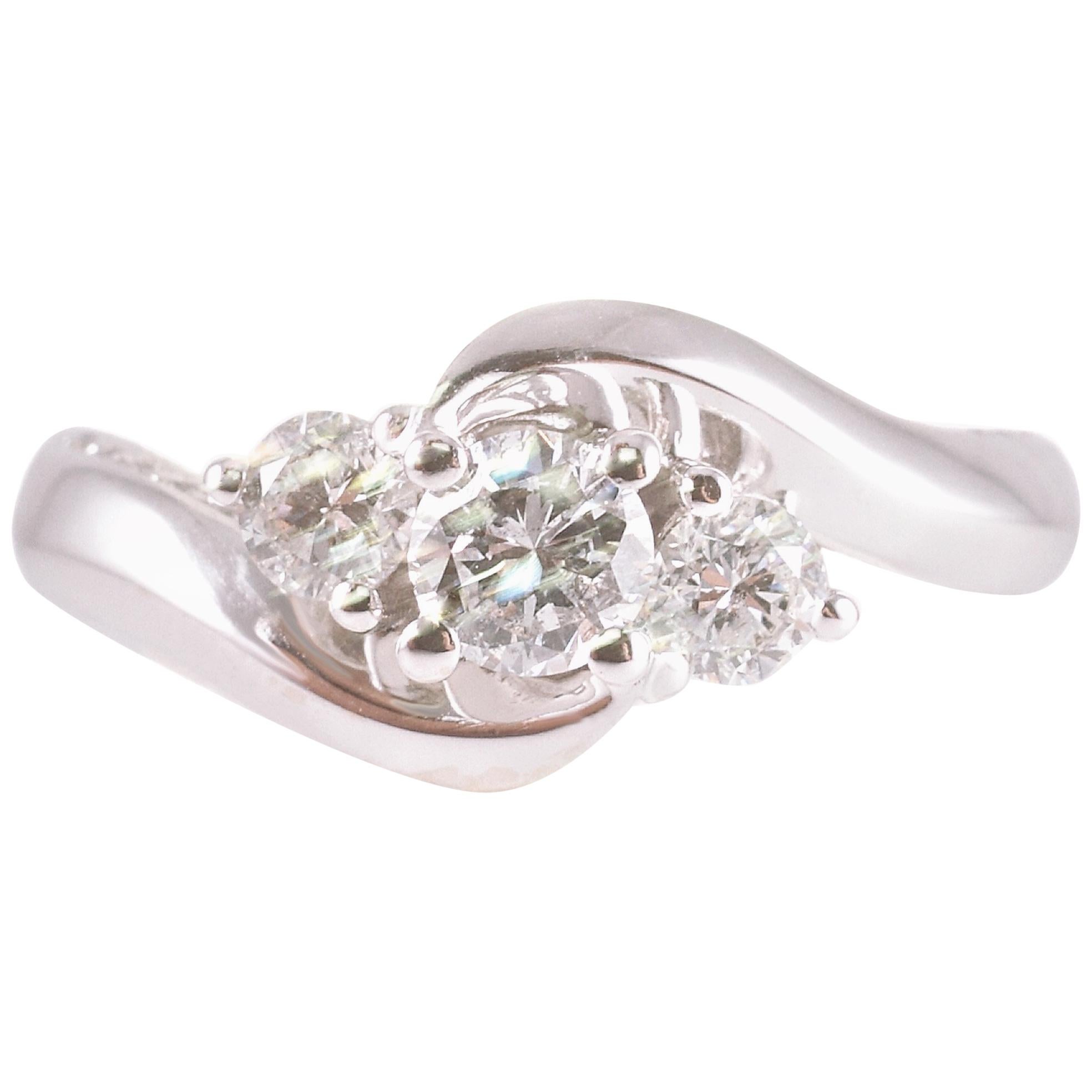 1.25 Carat Diamond Three-Stone Ring in 14 Karat White Gold