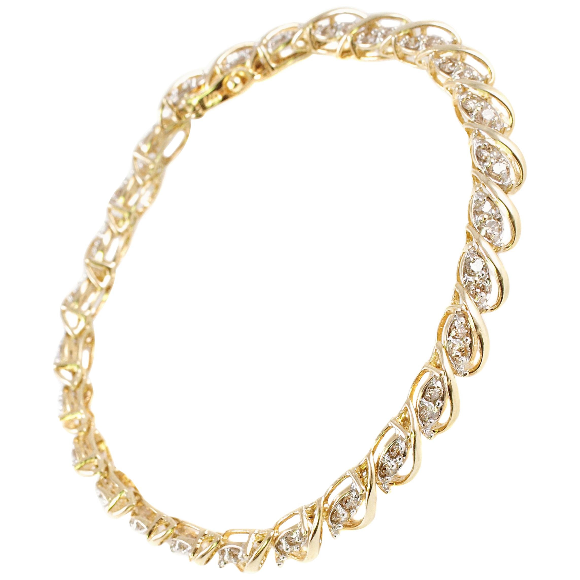 1.50 Carat Diamond Bracelet in 14 Karat Yellow Gold