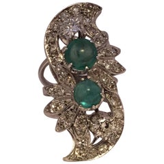 Antique Emerald Diamond Cocktail Ring