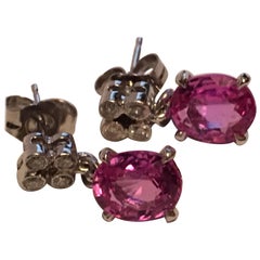 Pink Sapphire Diamond Earrings