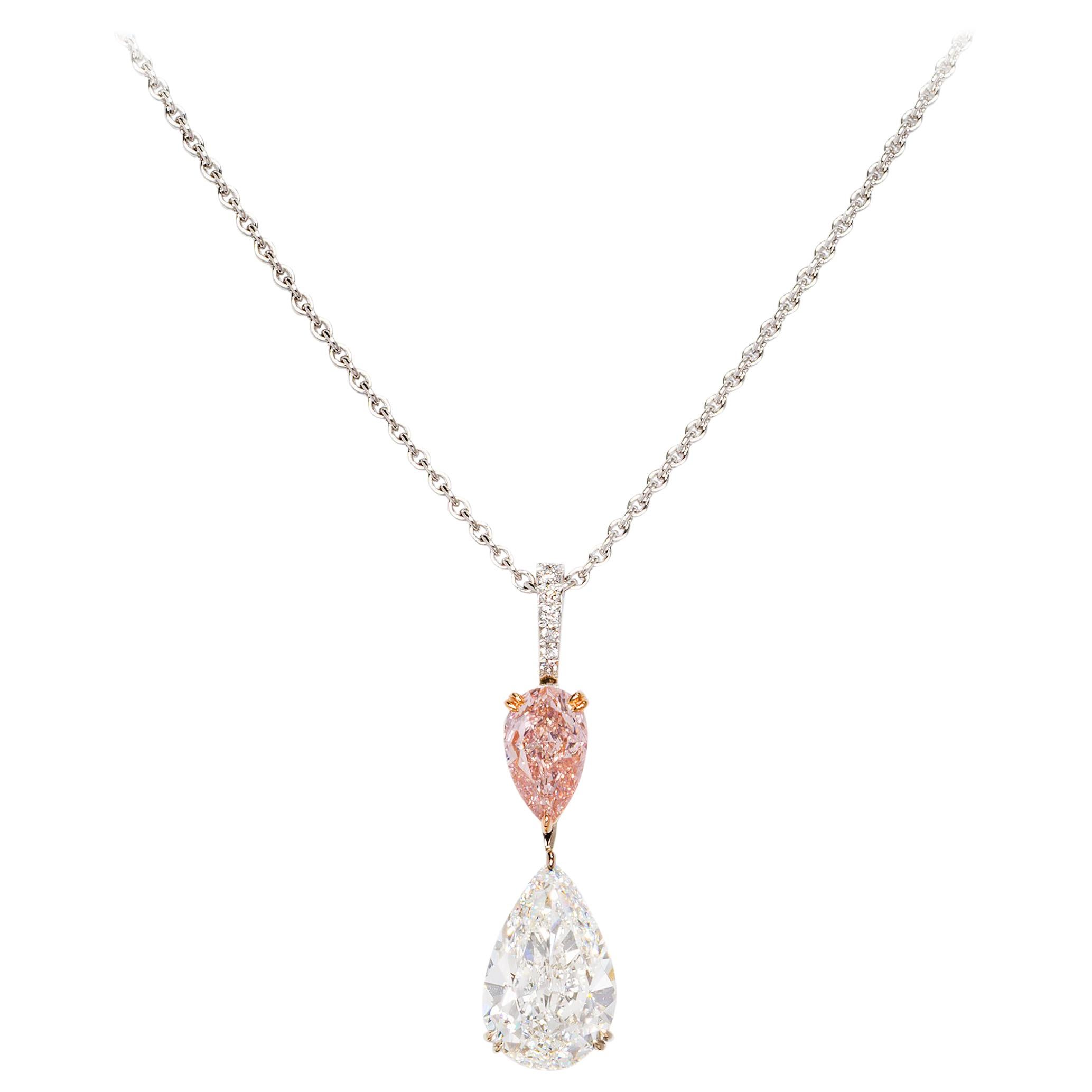 GIA Diamond Fancy Brown Pink Diamond 18 Karat Gold Pendant Necklace