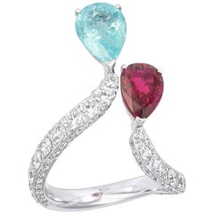 Vanleles Paraiba Tourmaline Rubelite Diamond Gold Timeless Wonders Ring