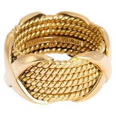 Tiffany & Co. Schlumberger Yellow Gold Rope Six-Row X Ring