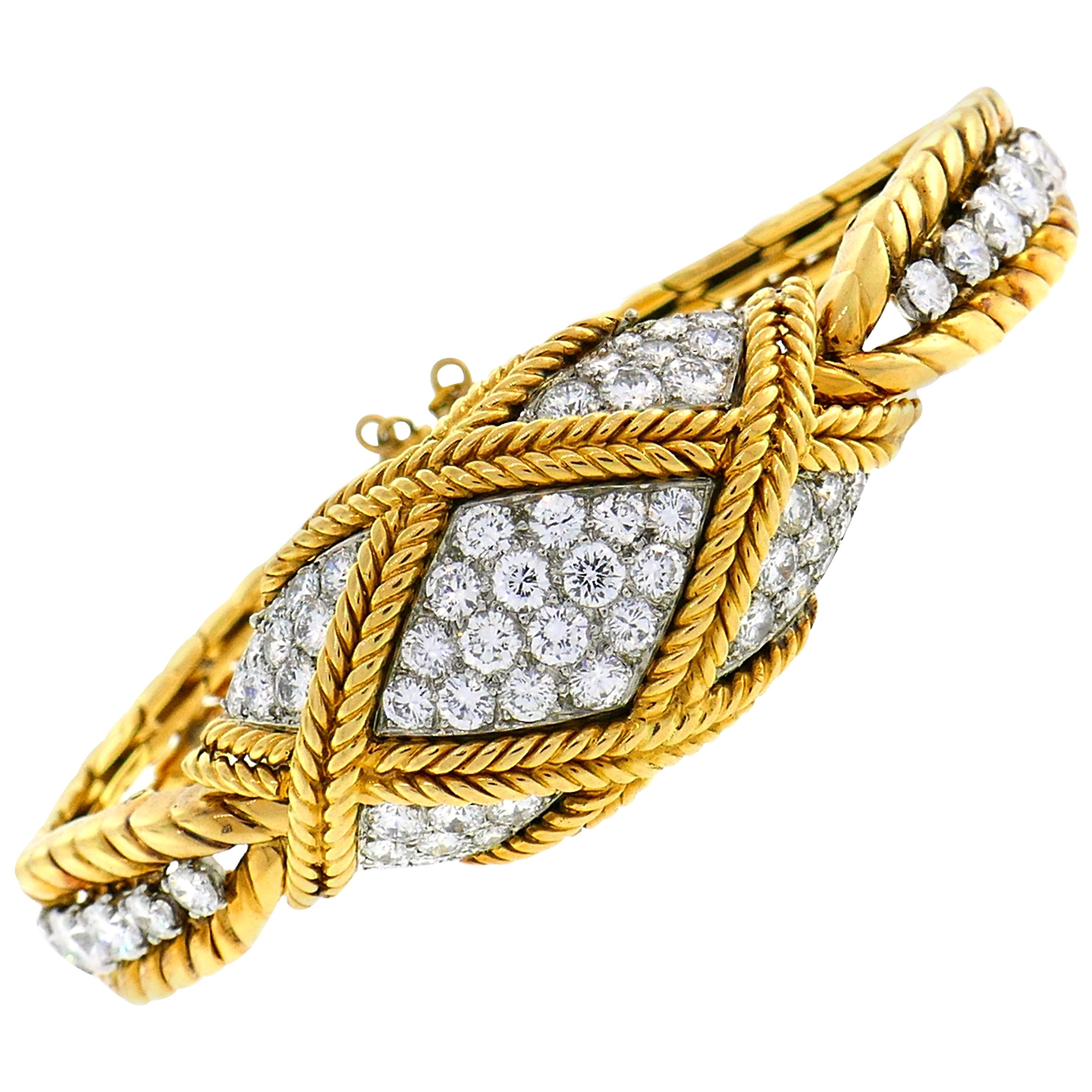 Van Cleef & Arpels Diamond Gold Watch Bracelet