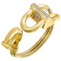 Van Cleef & Arpels Yellow Gold Diamond Cadenas Bracelet Wristwatch, Estate
