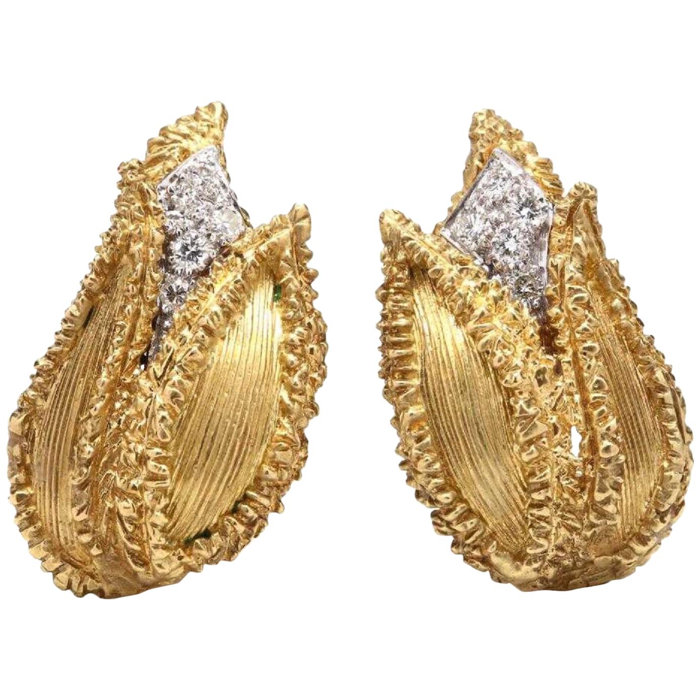 Diamond 18 Karat Gold Tulip Earrings