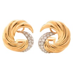 Gold Platinum Diamond Earrings by Verdura